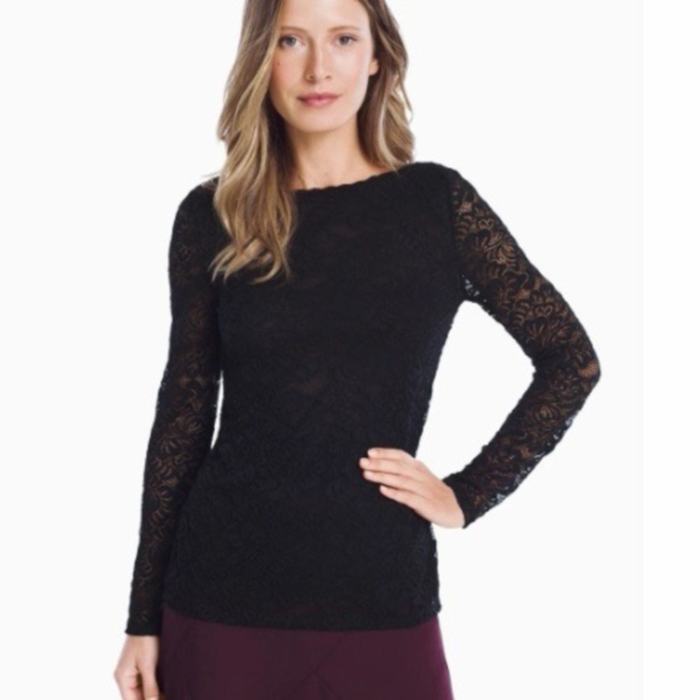 WHBM Black Lace Top